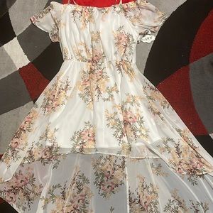 Floral train dress from by A.U.W